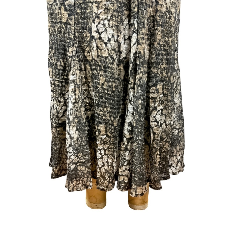 90s Whimsigoth Metallic Snake Print Maxi Skirt Black Silver Draped Flowy Size M - Picture 5 of 9